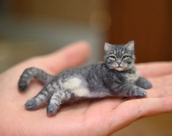 Custom Needle Felted Cat Figurine|Custom Wool Felting Cat Portrait|mother&#39;s day gift|Stuffed Cat Plush|Cat Lovers Memorial Halloween