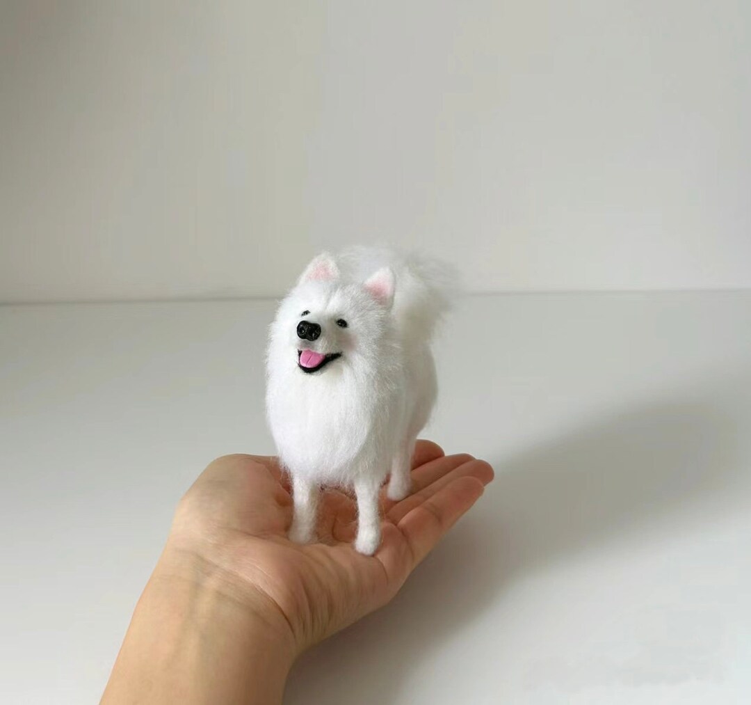 Felted Samoyed Dog Figurine, Collectible Pet Replica - Etsy