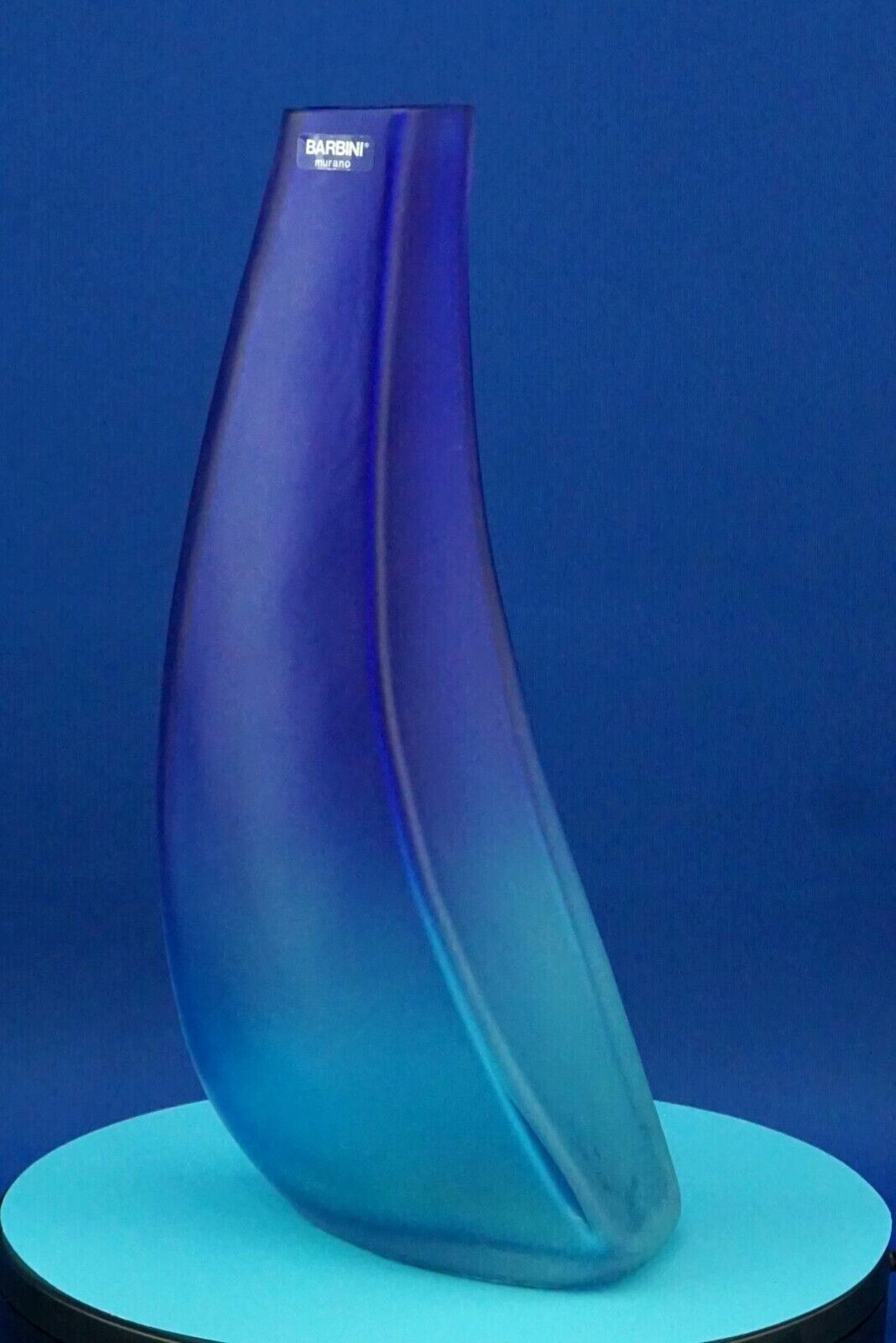 Large Heavy Opaque Light Blue GLASS VASE Alfredo BARBINI Etsy