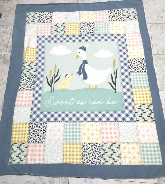 Spring time country duck double layered fleece throw blanket
