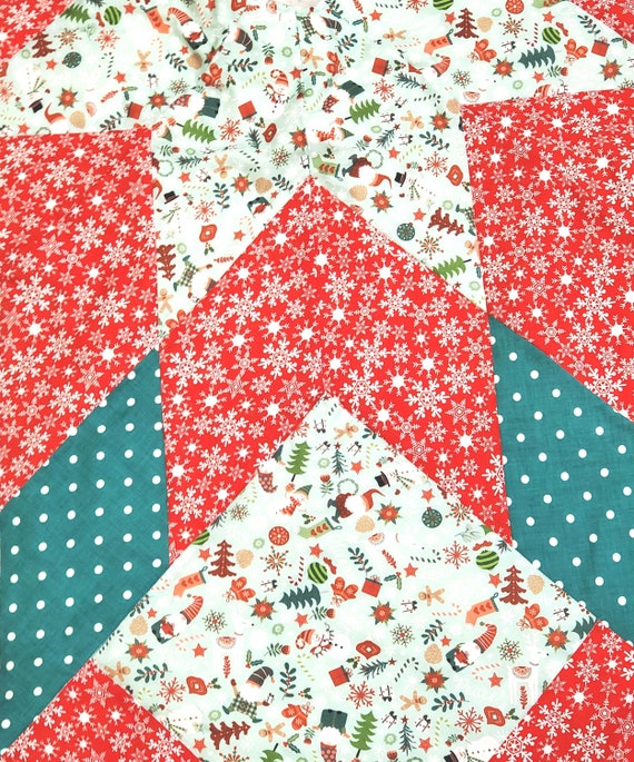 Christmas gnomes and snowmen quilted tree skirt