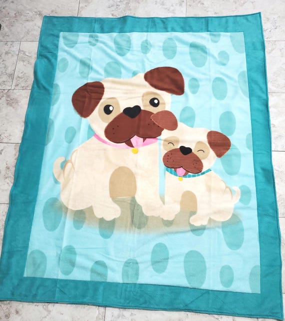 Double layered pug fleece throw blanket