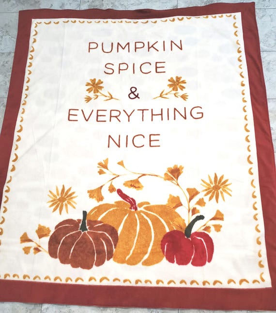 Seasonal pumpkin and spice and everything nice double layered fleece throw blanket