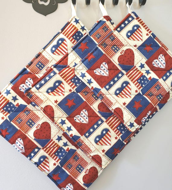 Decorative Patriotic potholders / hot pads 3 piece set
