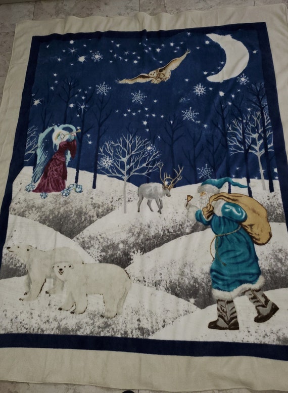 Mountainscape winter solstice night fleece throw blanket