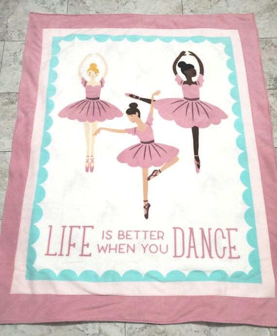 Dancing ballerina with ballet shoes double layered fleece throw blanket