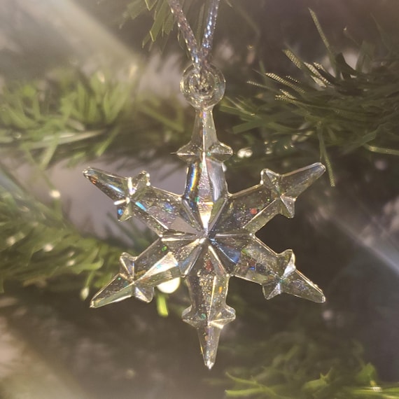 Set of three little shiny epoxy snowflakes Christmas ornaments