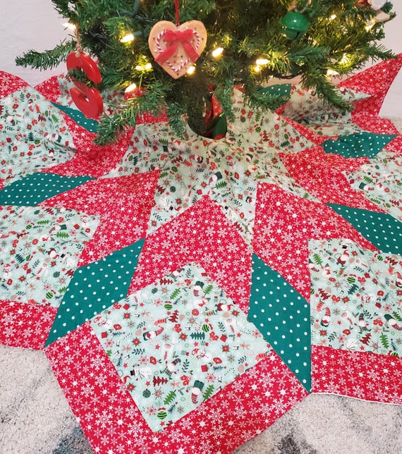 Christmas gnomes and snowmen quilted tree skirt