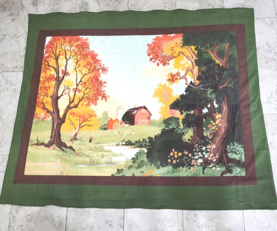 Fall landscape fleece throw blanket