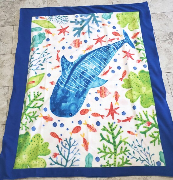 Fish all over double lined fleece throw blanket