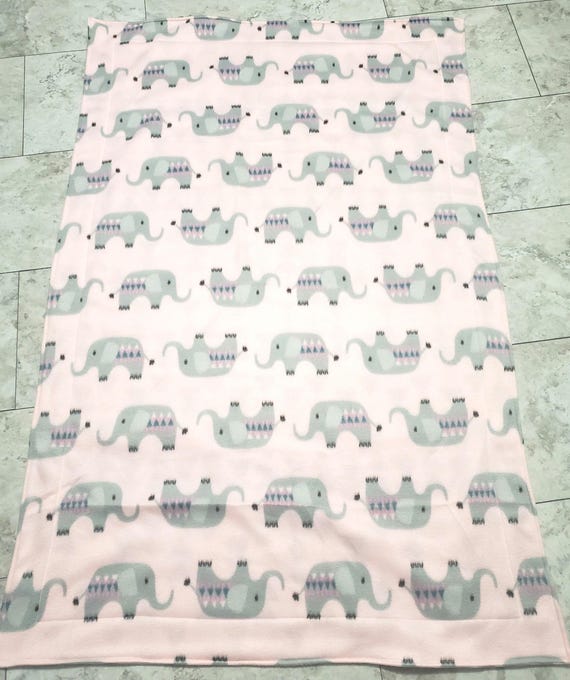 Pink elephant double layered baby blanket
