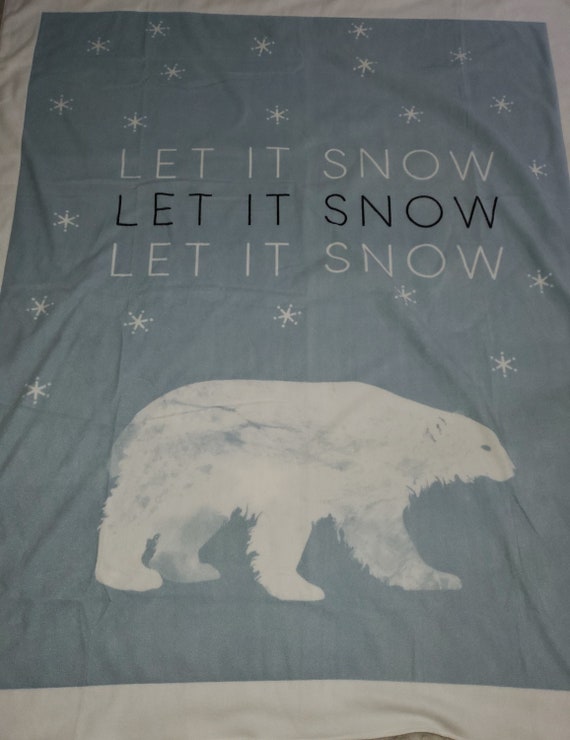 Let it snow polar bear with snowflakes throw blanket