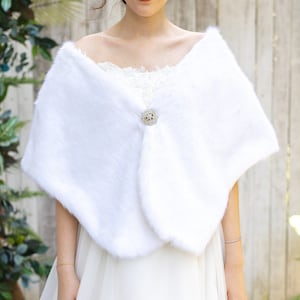 Königlicher Braut weicher Kunstpelz Etol, Royal Prinzessin Modell Bolero, Damen Kunstpelz, weißer Braut Bolero, Hochzeitsschal, Abendtuch