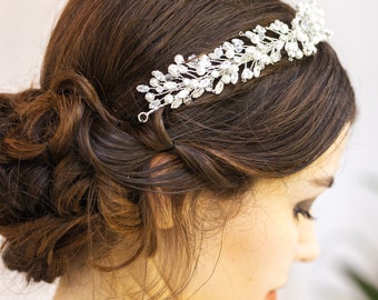 Zicrone Stone Adjustable Floral Headband,  Wedding Tiara, Bachelorette Party Girl, Wedding Tiara, Floral Headband, Floral Bridal Headband