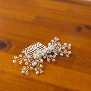 Flower Crystal Hair Bridal Pins, Wedding Hair Comb for Bride, Pearl Hair Comb for Wedding, Floral Hair Accessory , Pearl Bridal Hair Piece image 10