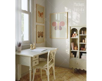 Boho Frame Mockup: Light & Shadow Wood Frame (PSD)