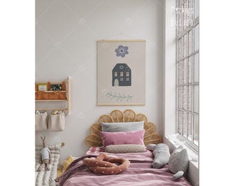 Modern Wood Frame Mockup: Interior Poster Display (Digital Download)