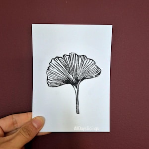 Impression linogravure 'Ginko' - 10x15 cm / 9x13 cm