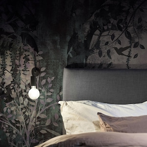 Eerie tropical forest wallpaper, Dark gloomy aesthetic removable wall mural 88