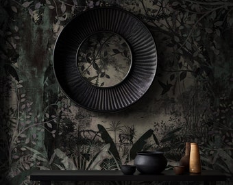 Eerie tropical forest wallpaper, Dark gloomy aesthetic removable wall mural 88