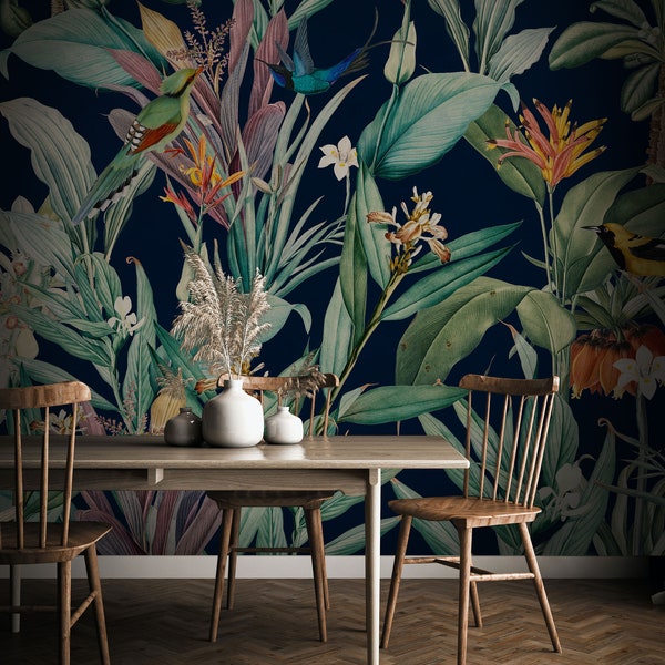 Dark exotic jungle removable wall mural wallpaper roll 25