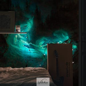 Mystical forest wallpaper, Dark moody wall mural, Enchanted woodland design, Fairy home decor 72
