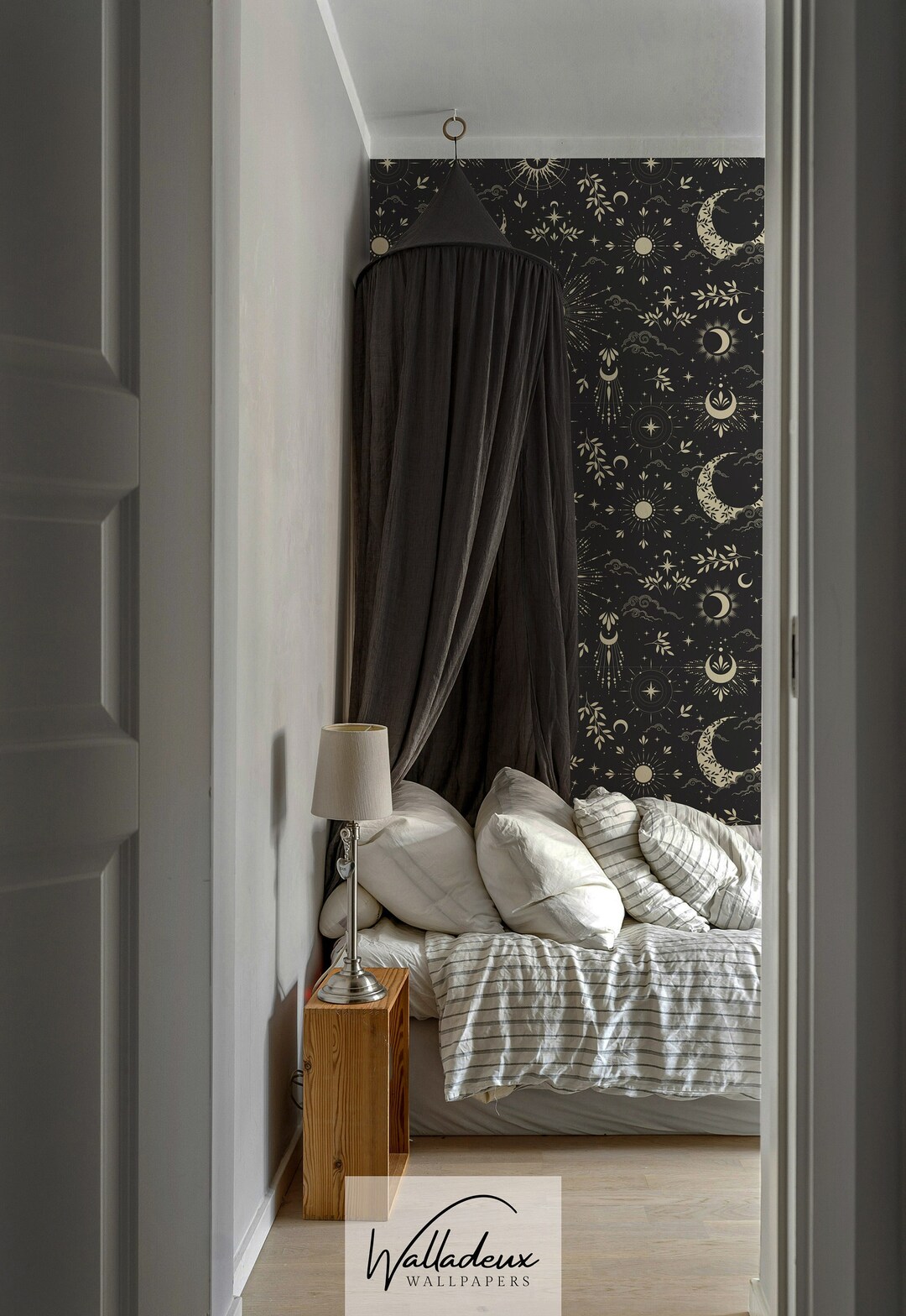 Celestial Dreams Removable Wallpaper, Astrology Dark Home Decor for