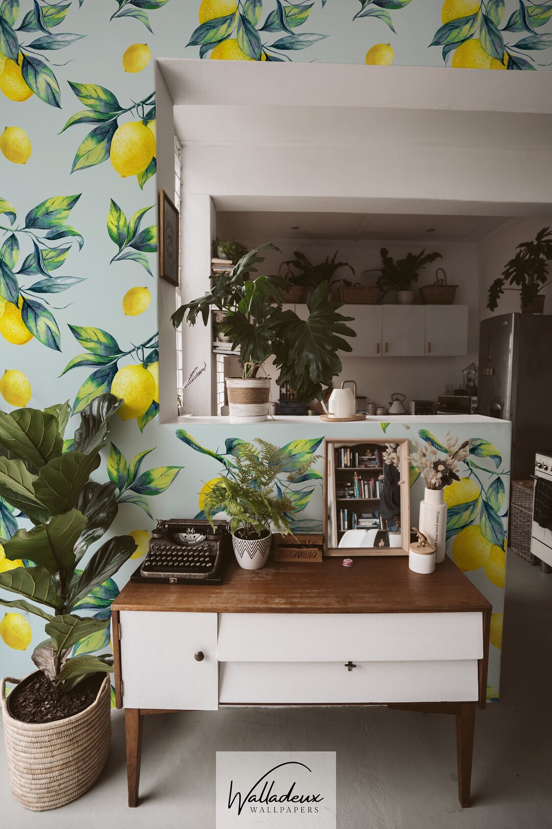Retro Lemon Kitchen Backsplash Decoration, Removable Easy to Clean