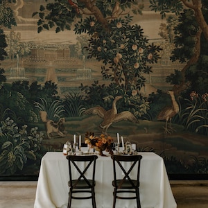 Verdure with Château and Garden wallpaper, Moody woodland country painting 42