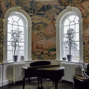 Wawel Arras Verdure with dragon and panther wallpaper, Garden with animals antique painting 54