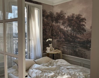 Dark lake removable wall mural panoramic dramatic wallpaper 29