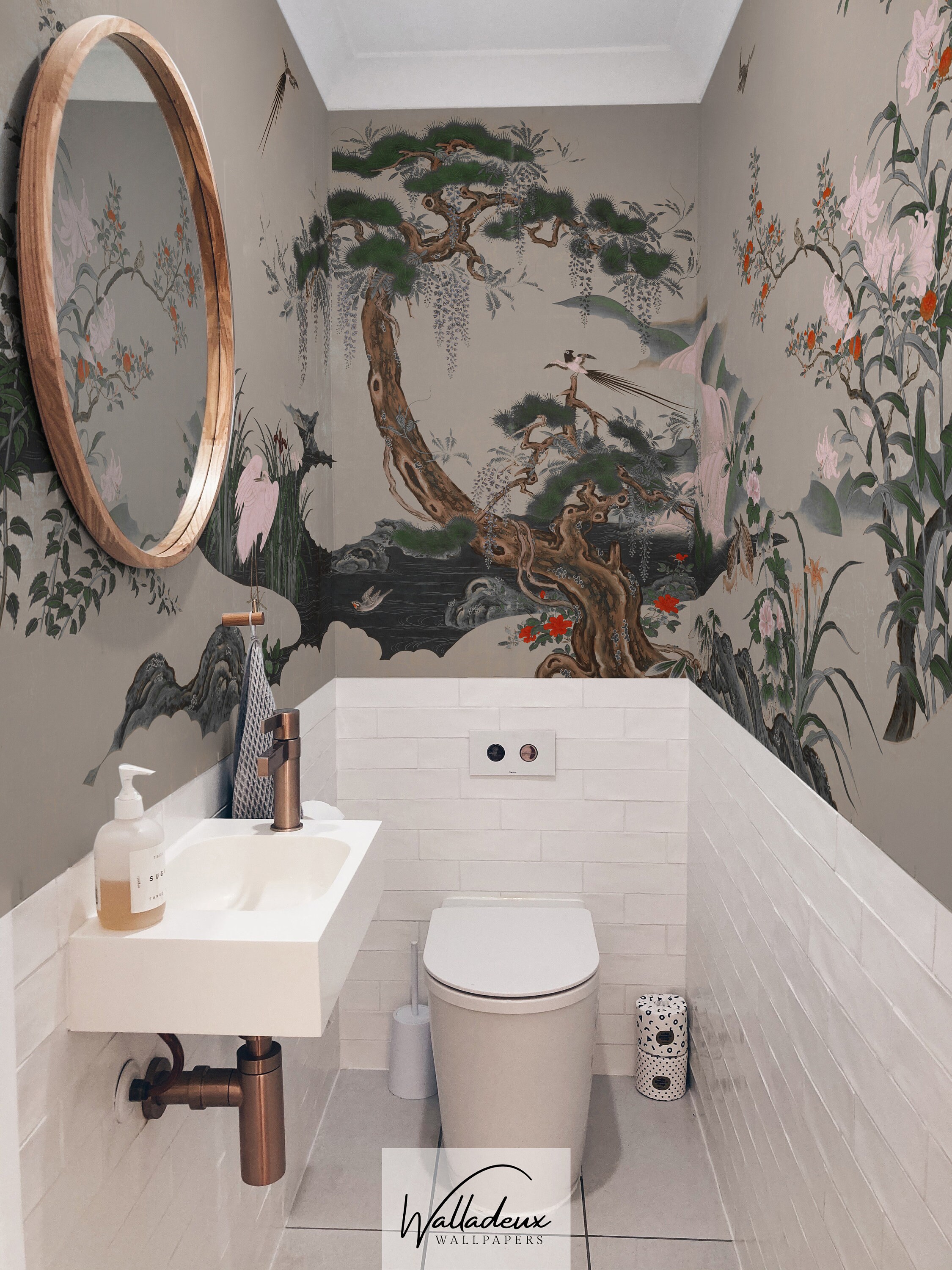 Chinoiserie Wallpaper, Birds and Flowers, Japanese Wall Decor, Peel and ...