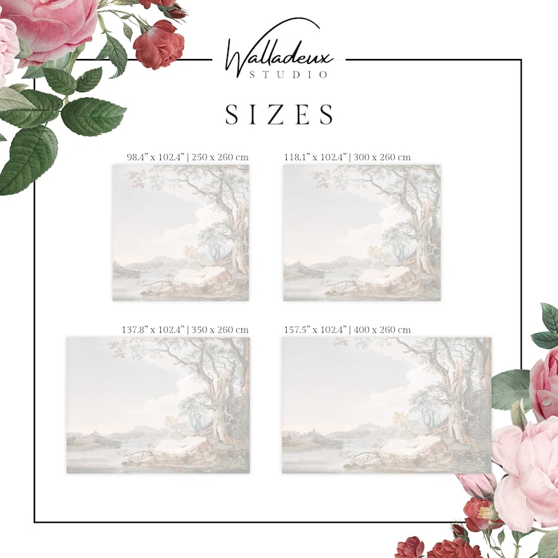 Delicate French trees peel and stick large panoramic wall mural 31 image 4