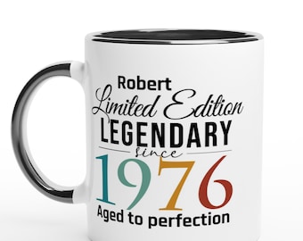 Caneca personalizada para o 50º aniversário – Edição Limitada desde 1976 – Caneca de café com nome personalizado – Presente para ele ou para ela