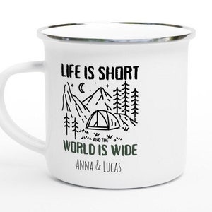 Enamel Camping Adventure Mug – Perfect Outdoor Gift for Campers, Travel Couple Gift, Camper Gift