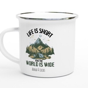 Enamel Camping Adventure Mug – Perfect Outdoor Gift for Campers, Travel Couple Gift, Camper Gift