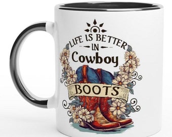 Country Style Coffee Mug – Cowboy Cowgirl mug for Men & Women Western Rodeo gift - Western Kitchen Decor