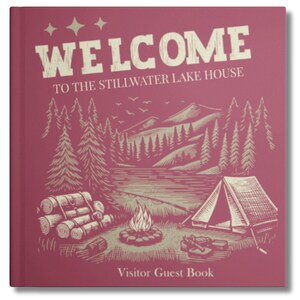 Livre d&#39;or personnalisé Lake ou Mountain House | Livre de bienvenue pour location de vacances | Livre d&#39;or personnalisé pour chalet, cottage ou Airbnb