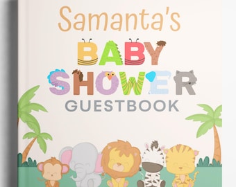 Baby Shower Guest Book Safari | Baby Shower Predictions and Sign In Book | Welcome Baby Book | Baby Shower Gift | Baby Shower Decor