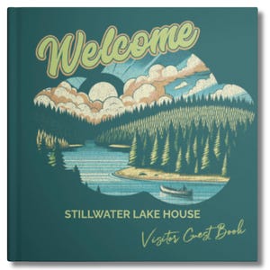 Livre d&#39;or personnalisé Lake ou Mountain House | Livre de bienvenue pour location de vacances | Livre d&#39;or personnalisé pour chalet, cottage ou Airbnb