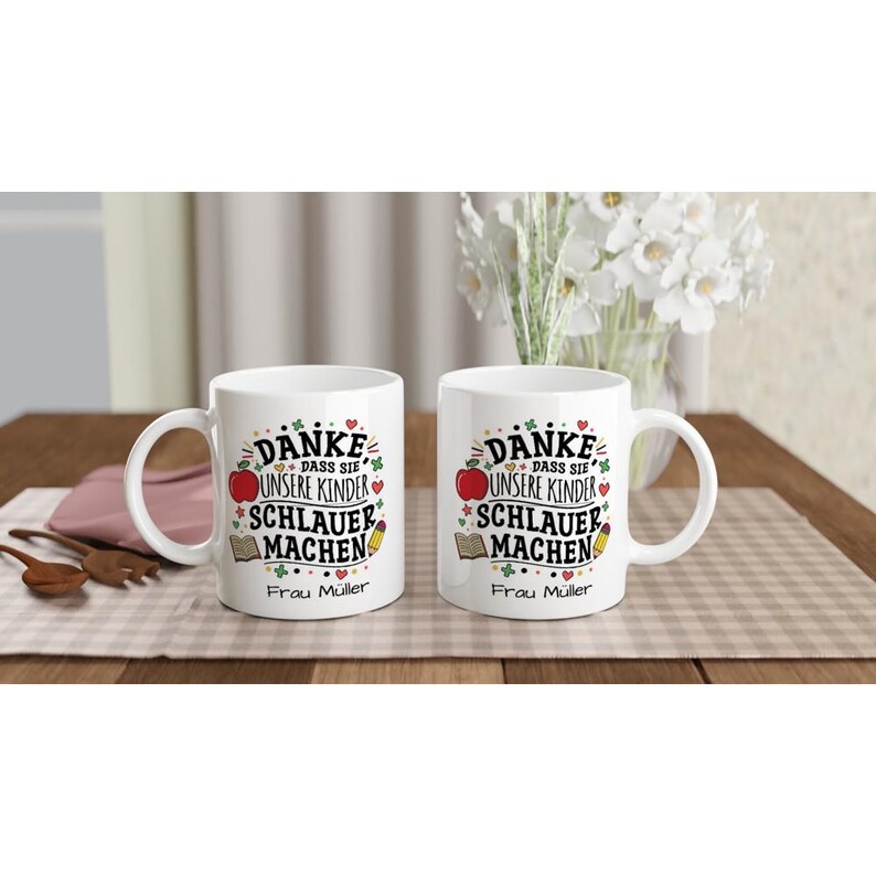 Danke Lehrerin mit Herz Tasse - Personalisiertes Geschenk zum Abschied, Ruhestand & Dankeschön für Lehrer Bild 2