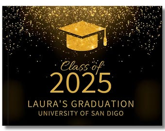 Graduation guest book personalized – custom school memory book for graduate celebration, party sign-in keepsake