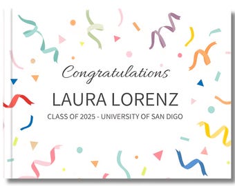 Graduation guest book personalized – custom school memory book for graduate celebration, party sign-in keepsake