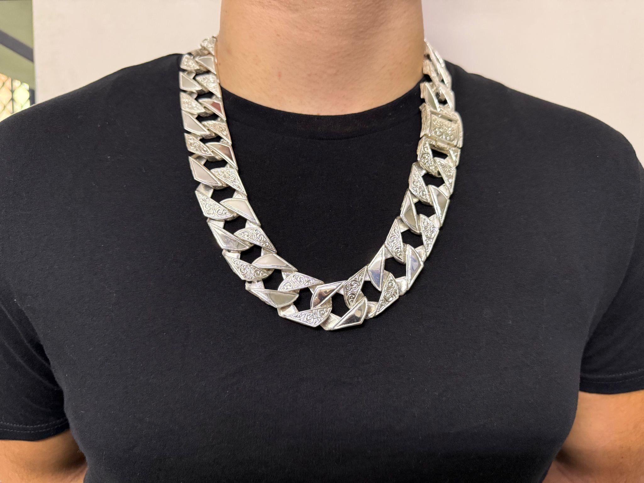 Sterling Silver Mens Chain Curb Chaps Old School 20mm Heavy 925 Gents ...