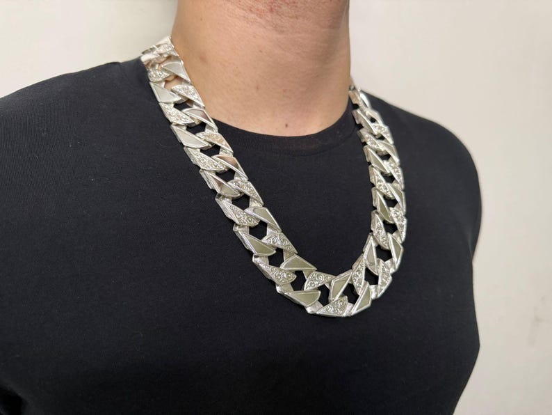 Sterling Silver Mens Chain Curb Chaps Old School 20mm Heavy 925 Gents ...
