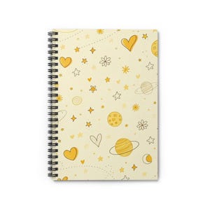 Whimsical Spiral Notebook with Celestial Design - Perfect for Students, Journaling, Gift for Space Lovers, School Supplies, Cute Stationery