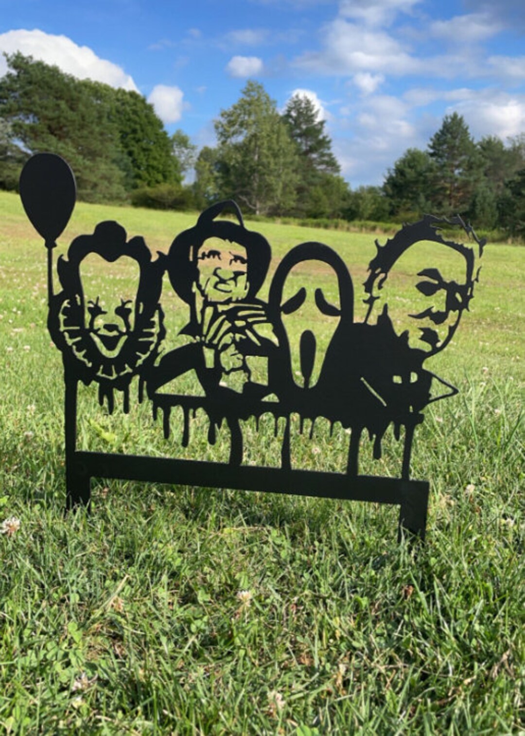 Halloween Metal Yard Stakes Freddy Ghost Face Pennywise Etsy