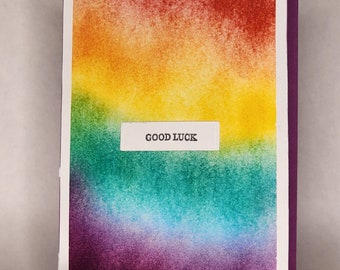 Rainbow Tie-Dye Good Luck Greeting Card for Graduation College New Job Ombre Gradient Colorful Pride