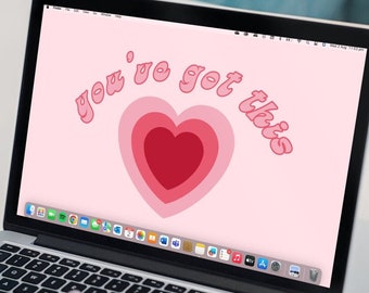 Retro 'You've got this' Groovy Desktop Wallpaper, Pink Desktop Wallpaper, Computer/PC/Macbook/Laptop/Windows Background, Pastel Colors