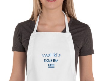 Barista Aprons Greece, Custom Greek Apron, Greek Gift, Personalized Apron, Greek Birthday Gift, Greek Christmas Gift